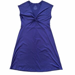 Patagonia Bandha Twist Front V-Neck Sleeveless Midi Jersey Dress XL - Purple